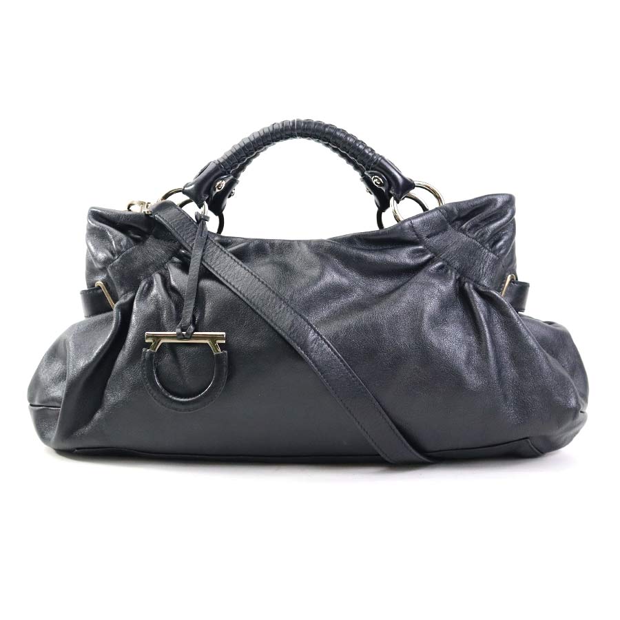 サルヴァトーレフェラガモ Salvatore Ferragamo ハンドバッグ ショルダーバッグ ガンチーニ レザー ブラック レディース h31233n