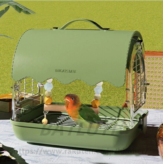 鳥かご お出かけバッグ キャリーケージ インコの外かご 携帯 アウトドア鑑賞ケージ お散歩ケージ 2WAY バードキャリア 鳥の巣 外出 爬虫類など小動物用持ち運び 旅行 移動 通気 透明 イン