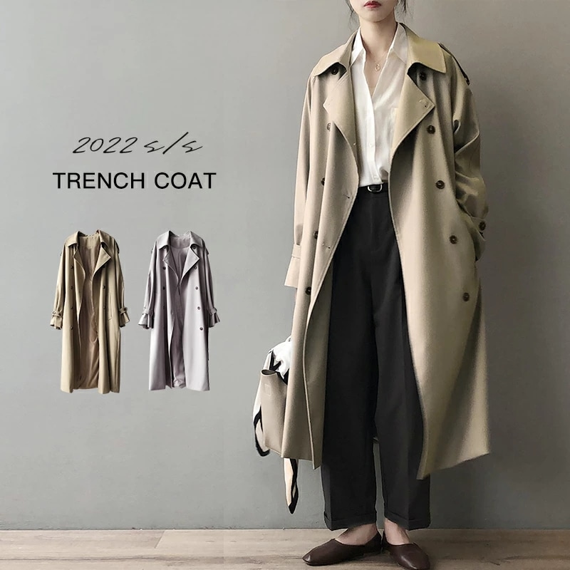 2点60%OFFクーポンで4792円 スプリングコート トレンチコート レディース 春 秋 おしゃれ ロング 大きいサイズ トレンチ スプリング コート アウター ロングコート ビッグ ドロップショル