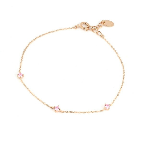 リボン済＆紙袋 ブレスレット 正規品 レディース ジュエリー アクセサリー 3石モチーフブレスレット ピンクゴールドコーティング シルバー 祝い