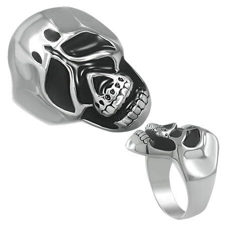嘆きのスカルステンレスリング（RMT079）指輪 26号 変な顔のドクロ 髑髏 ユニーク 面白い スクリーム風 サージカルステンレス316L 男性 女性 プレゼント r0569xxxxxxxx