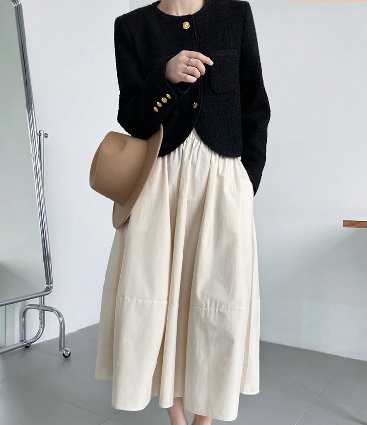 カジュアルジャケット ラウンドネックアウター オールマッチアウタージャケット ゴールドボタンジャケット トップス アウター ジャケット 上着 ショート丈 袖あり 長袖 Uネック ラウンドネック スリム