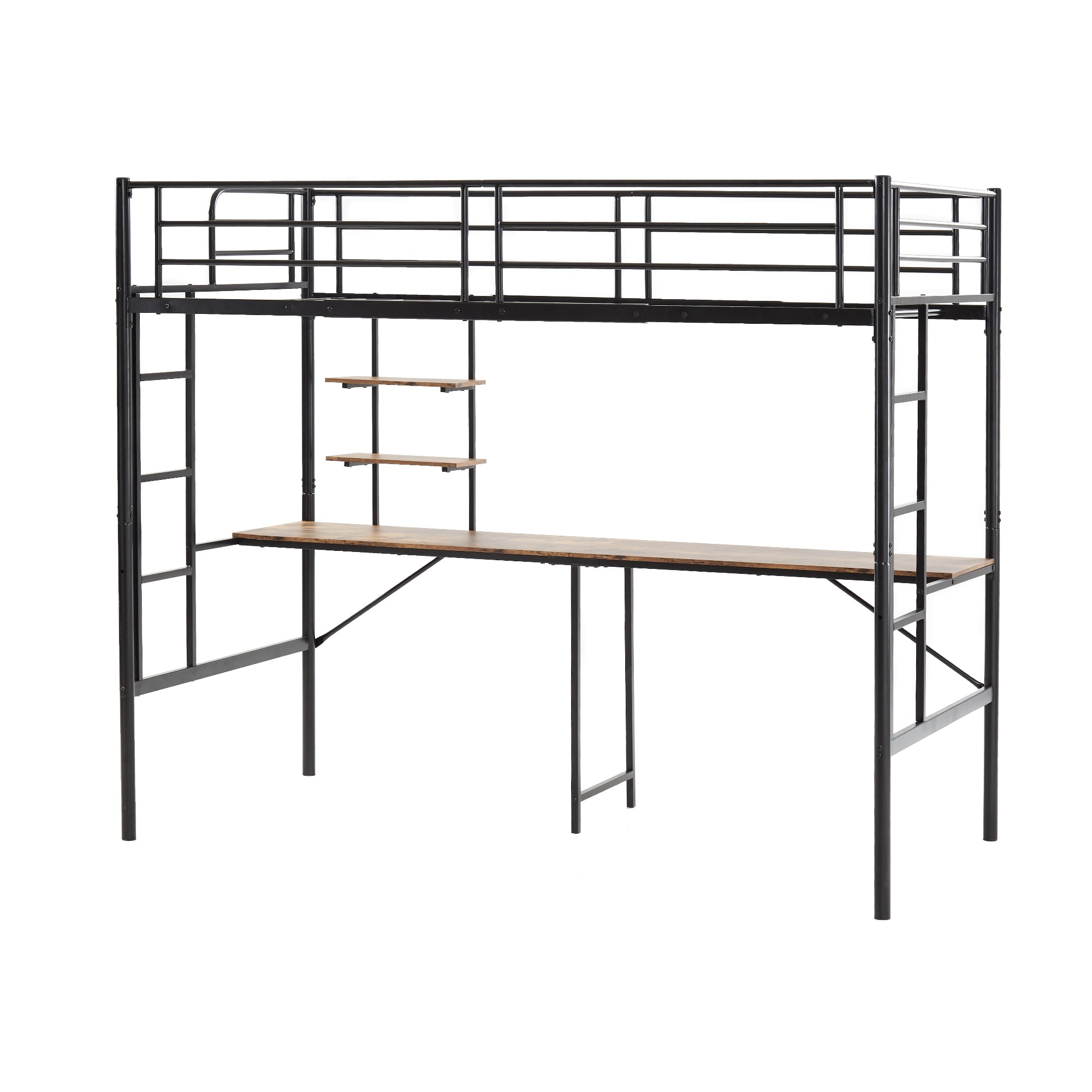 【2023年新作】システムベット ロフトベッド シングル デスク付き ラック棚付き ハシゴ階段 耐荷重150kg 高さ170cm 北欧風 二段ベッド 大人ベッド 一人暮らし 部屋二段ベッド