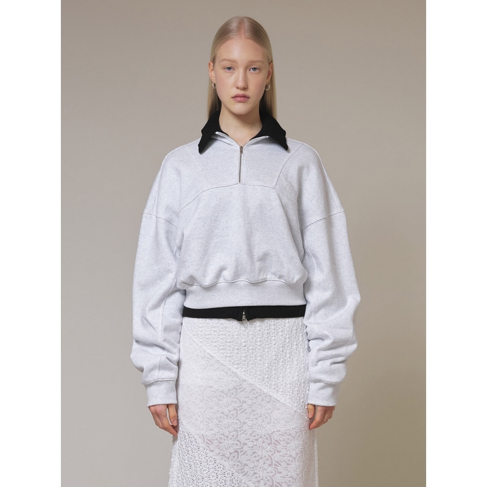 レイブジッパーセミクロップスウェットシャツ M グレー VW4SE029 1F