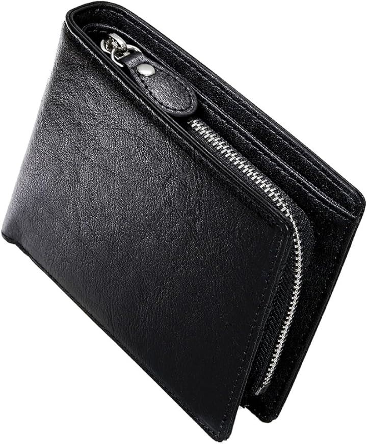 ＤＯ Ｄｅａｎ Ｏｌｓｅｎ 職人による手作り 人気ブランド 財布 メンズ オイルドレザー 本革 コンパクト 二つ折り財布 メンズ財布 折りたたみ財布 男性 紳士用(ブラックxブラック)