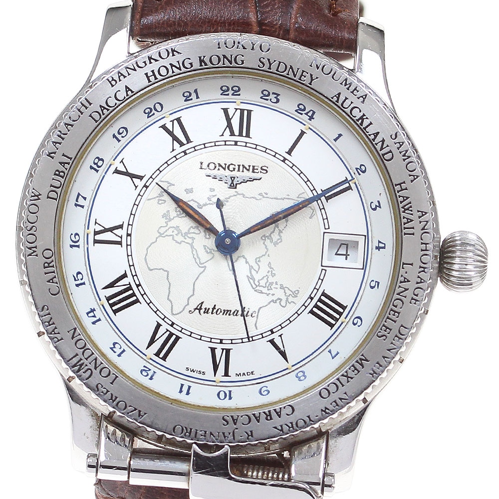 ロンジン LONGINES L2.610.4 リンドバーグ GMT デイト 自動巻き メンズ _844347【中古】