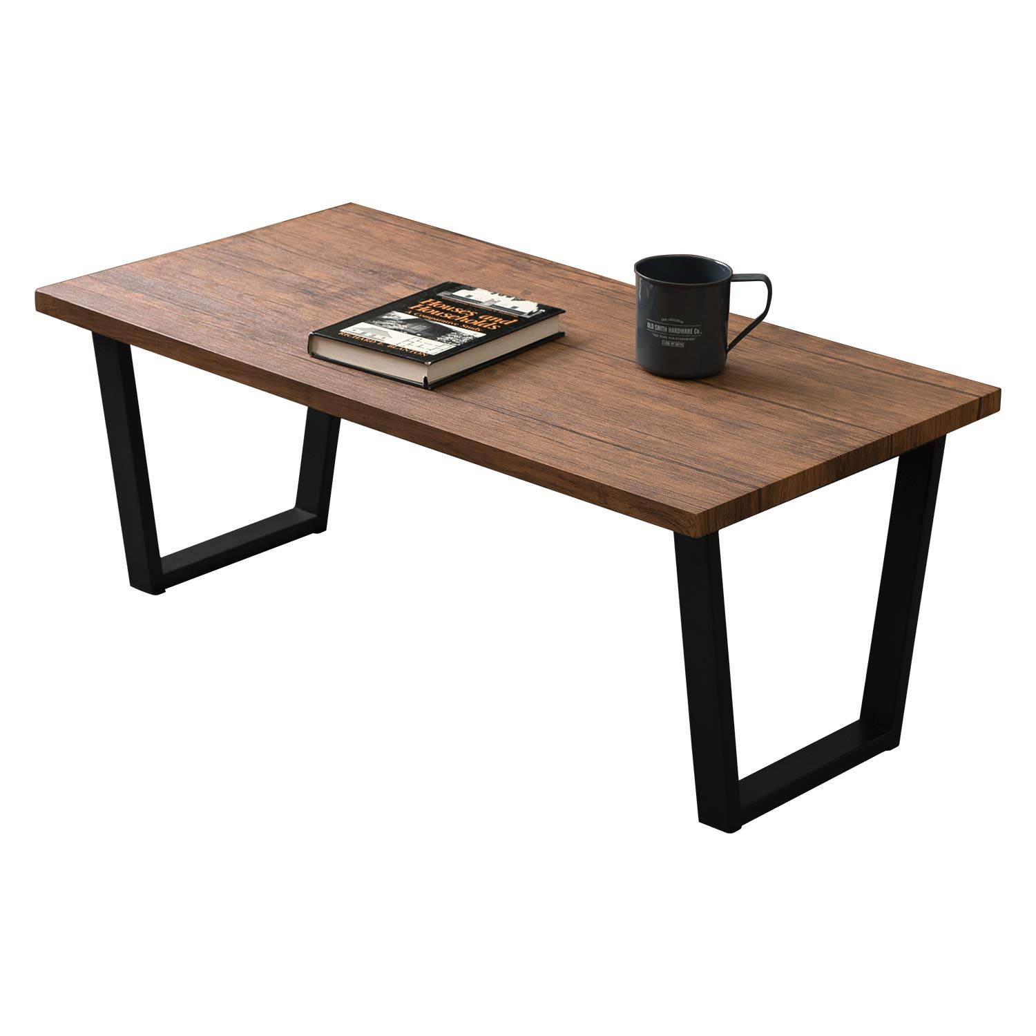 萩原(Hagihara) ローテーブル センターテーブル 机 【木目調天板×スチール脚】 インダストリアル リビング ソファテーブル 幅90 ブラウン LT-4395BR 5,357円