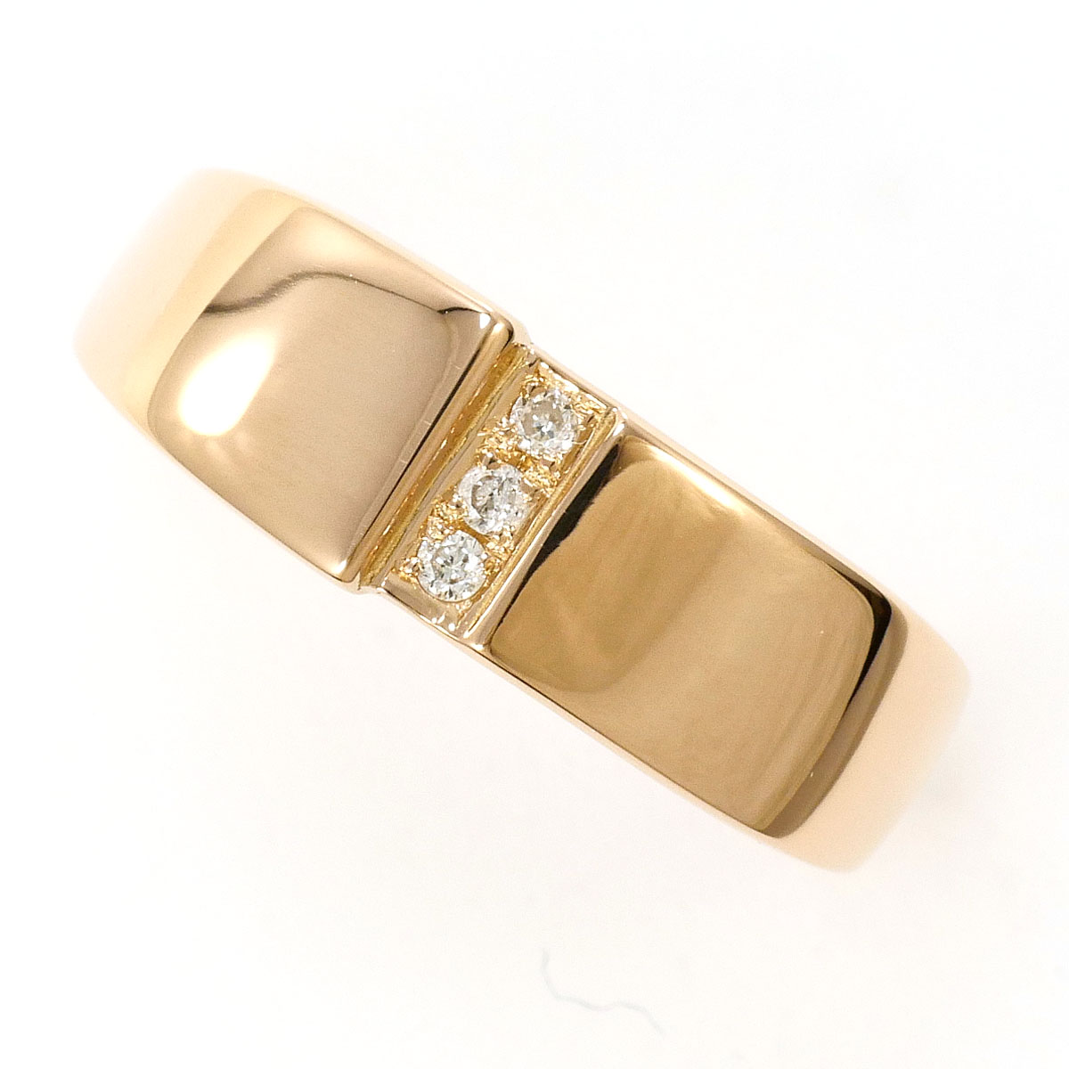 K18 18金 PG ピンクゴールド リング・指輪 10号 ダイヤモンド 0.03ct 総重量約2.3g 中古