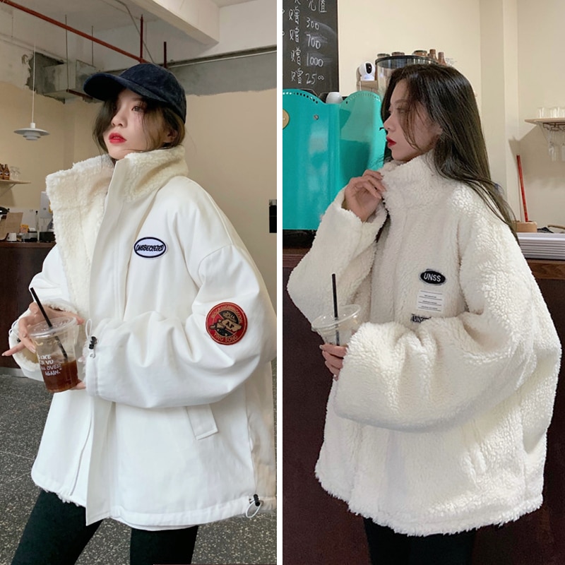 リバーシブルボアジャケット レディース トップス ジャケット ブルゾン アウター スタンドカラー ファスナー リバーシブル かわいい カジュアル おしゃれ 秋 冬 デート お出かけ アウトドア 旅行