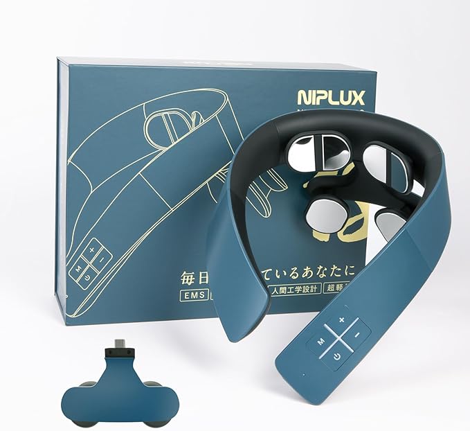 NECK RELAX 1S ネックケア 首 肩 リラクゼーション器 ネックリラックス コードレス 日本語音声ガイダンス 静音 軽量 暖か 6種類モード 16段階強度調節 USB-C充電 寝ながら使える