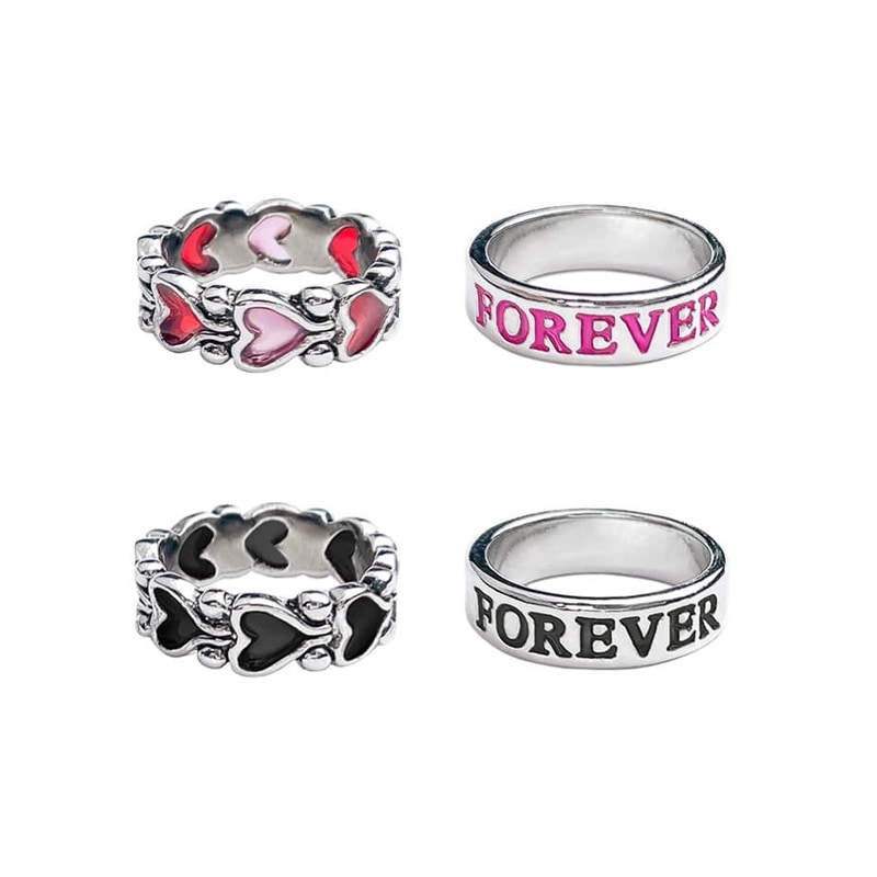 正規通販 [Starykids 着用] レディース アイエン kids Stary アクセサリー 韓国 2color (2P) set ring  heart Forever [VVV] 指輪 Color:Pink set - flaviogimenis.com.br