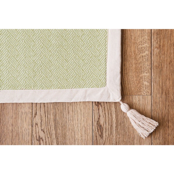 270078932 洗えるインド綿ラグ アルト すべり止め付き グリーン メーカー直送