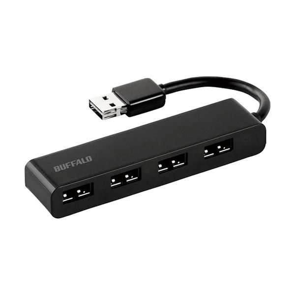 （まとめ）バッファロー どっちもUSBハブUSB2.0 4ポート ブラック BSH4U310D2BK 1個5セット
