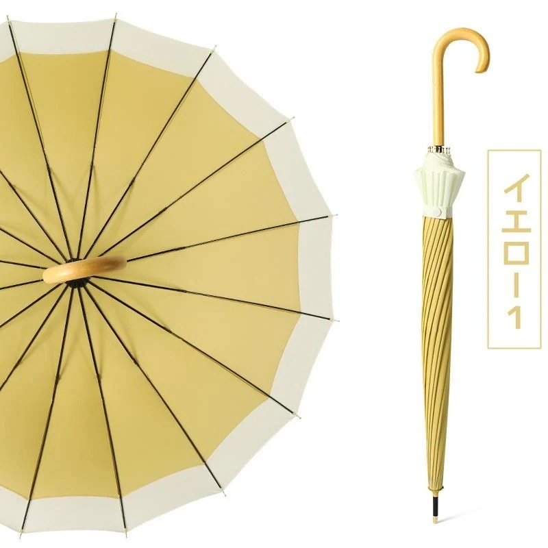 レディース 長傘 雨傘 バンブーハンドル おしゃれ 16本骨 大きめ 超撥水 バンブー 日傘 ジャンプ傘 かさ カサ 折れにくい 竹ハンドル 晴雨兼用 ワンタッチ 6783