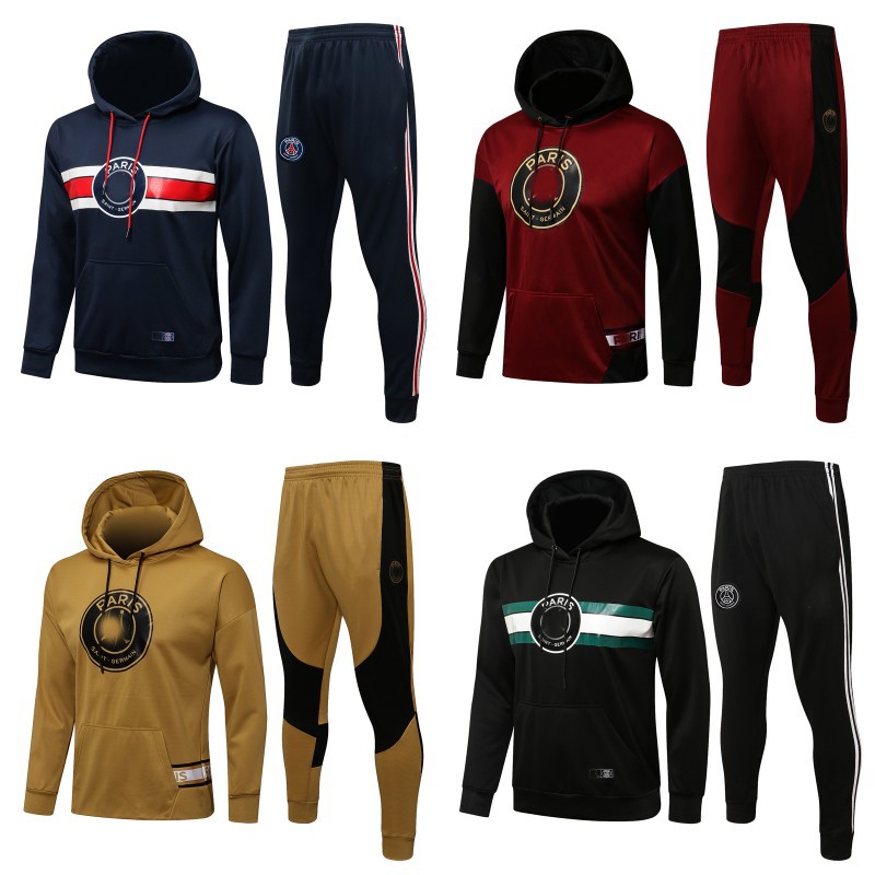 秋冬暖かいパリハットトレーナーacマルセイユフード付きトレーニングスーツジャケットジャケット長袖スーツサッカースーツ