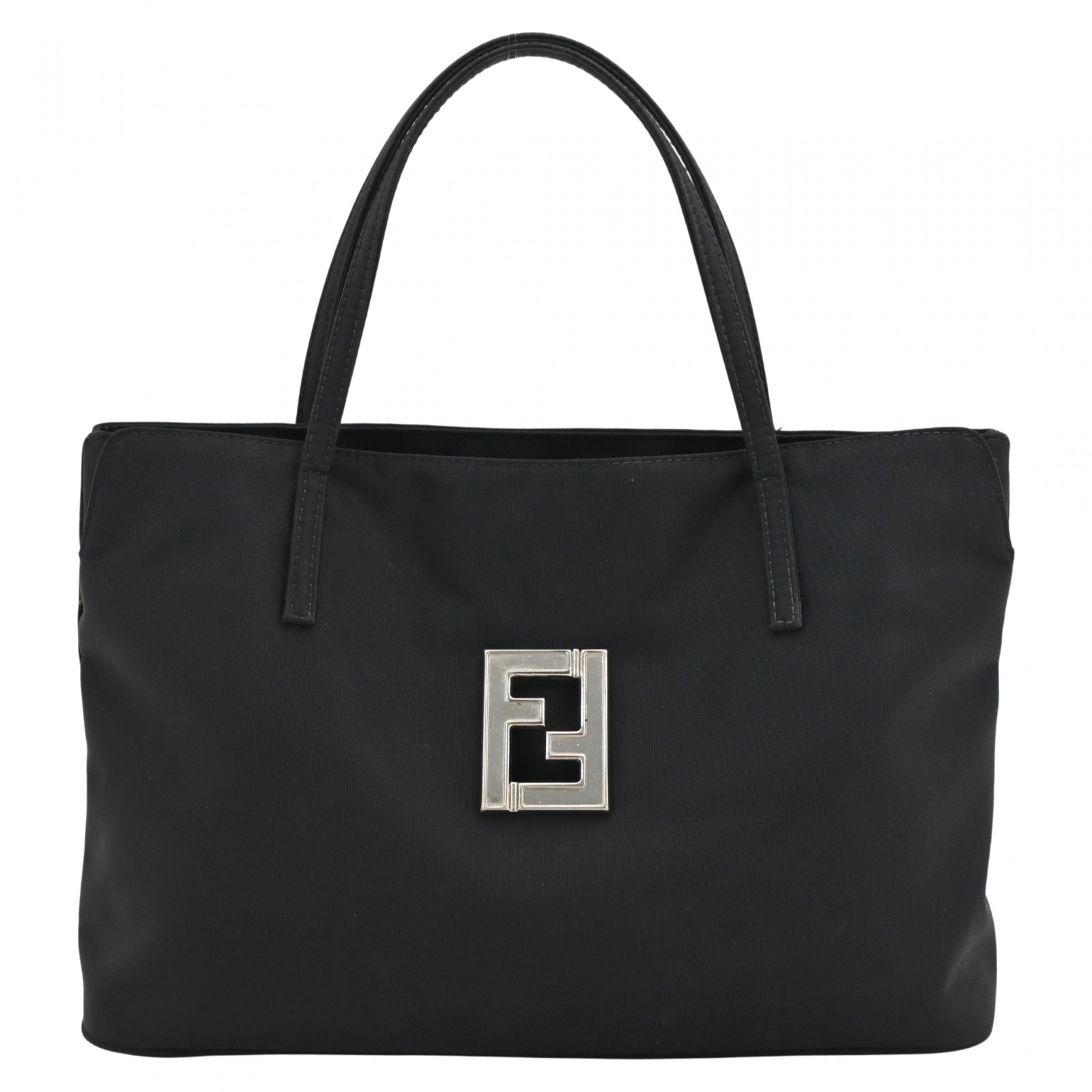フェンディ ズッカ ロゴ ハンドバッグ ブラック Bランク fe1212hh