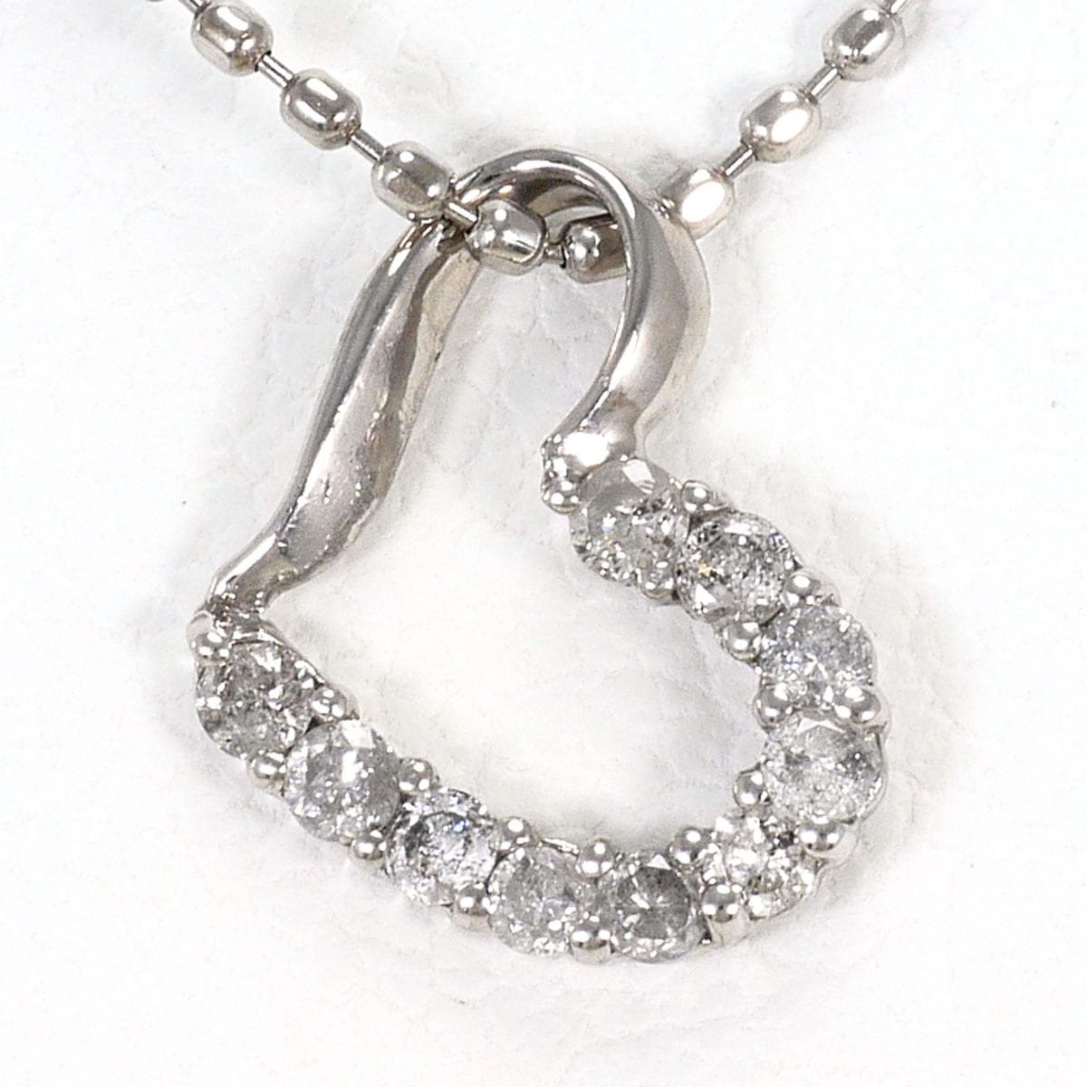 K10 10金 WG ホワイトゴールド ネックレス ダイヤモンド 0.1ct 総重量約1.0g 約40cm ジュエリー 中古