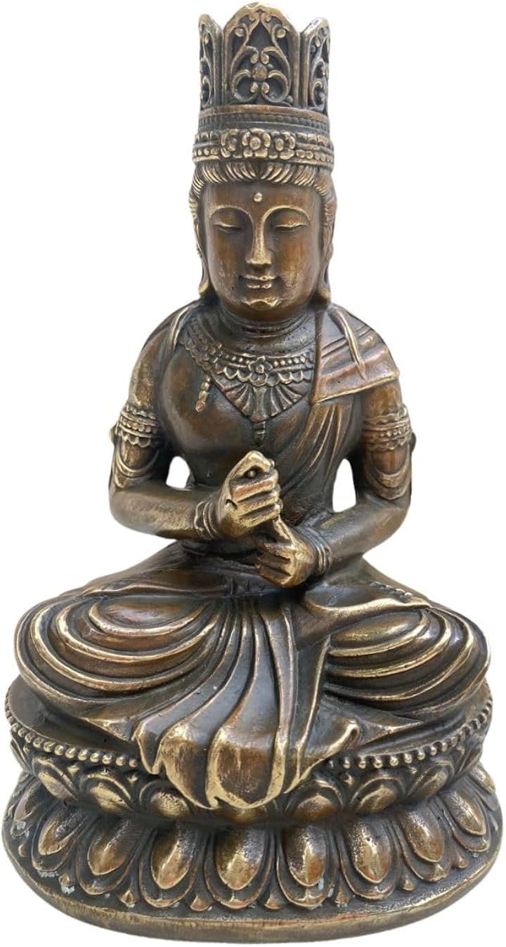 大日 如来 坐像 仏像 釈迦 薬師 小型 銅像 お守り 置物 オブジェ 真鍮 開運 厄除け 観音 (大日如来, 小型)