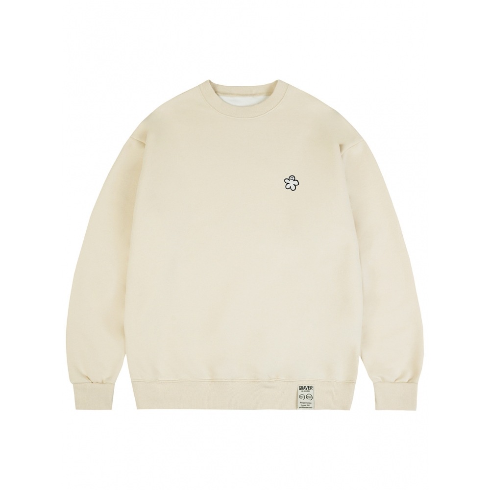 グラバーホワイトオッドフラワーエンブロイダリースウェットシャツクリーム