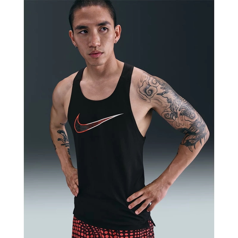 ノースリーブシャツ メンズ ランニングウエア ランニング シングレット スリムフィット 陸上 スポーツウエア マラソン ジョギング トレーニング タンクトップ スリーブレス /HV2131-010