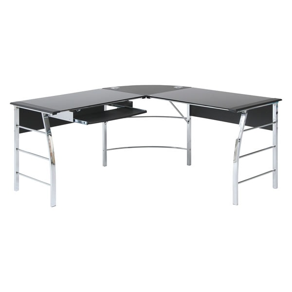 ガラスPCデスク L型 CT-1040BK fj-70390 ブラック