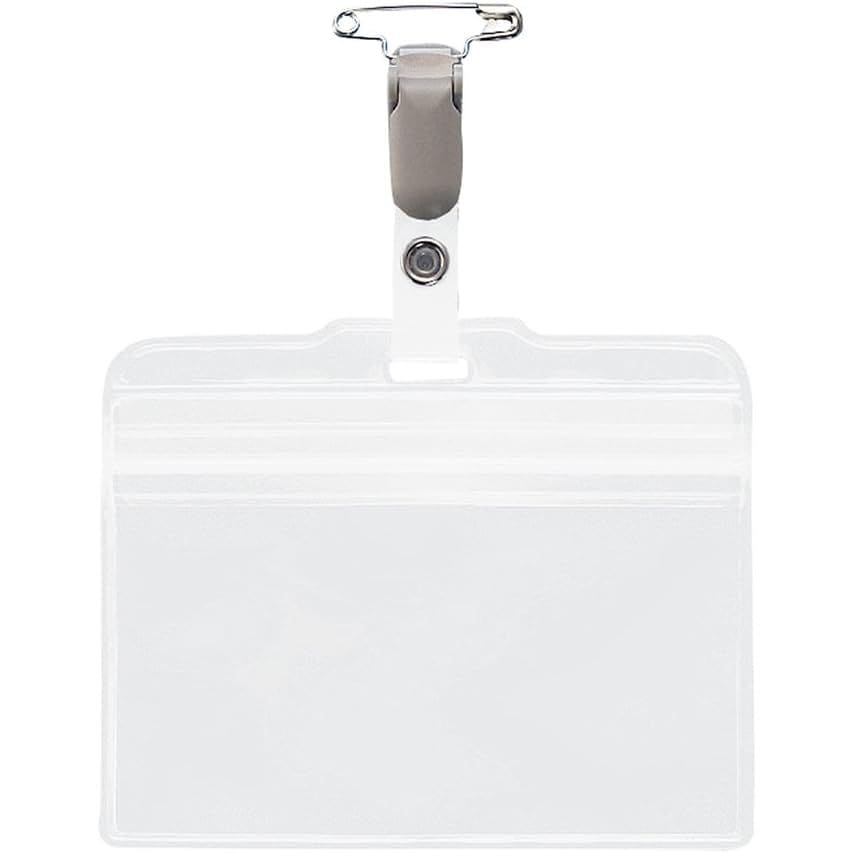 ライオン事務器 チャック式名札 50個入 チャック式 ソフト 横型 N77K-50P 290-59