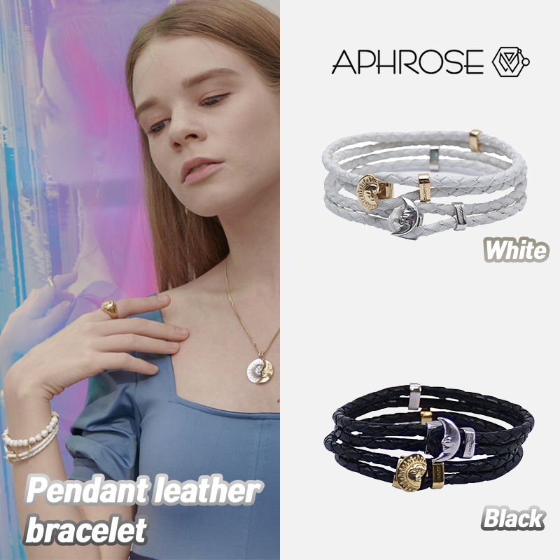 Pendant leather bracelet 韓国ファション 正規品 男女兼用