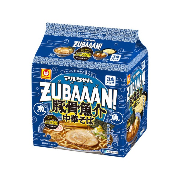 東洋水産 マルちゃん ズバーン 豚骨魚介中華そば 3食パック 348g×9 メーカー直送
