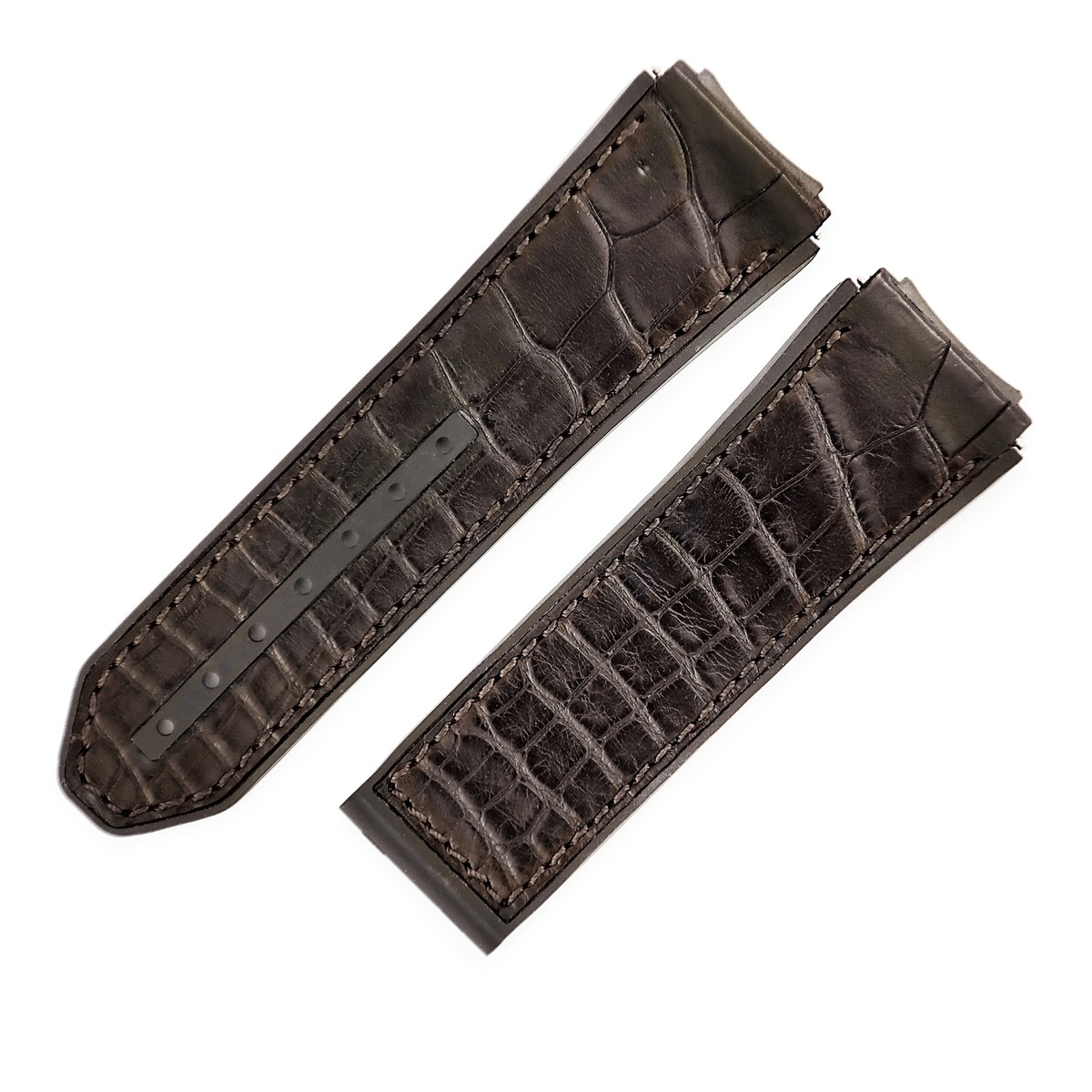 ゼニス ZENITH 腕時計パーツ 純正 デファイ クロノ 18.9000用 クロコダイル ラバー ダークブラウン 替え クロコ×ラバー ベルト バンド ストラップ 27ｍｍ バネ棒付 ダークブラウン
