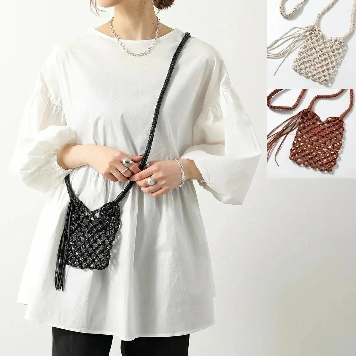 BAGMATI バグマティ ショルダーバッグ BH-V1 レディース メッシュ編み レザー ポシェット ミニバッグ クロスボディ 鞄 カラー3色