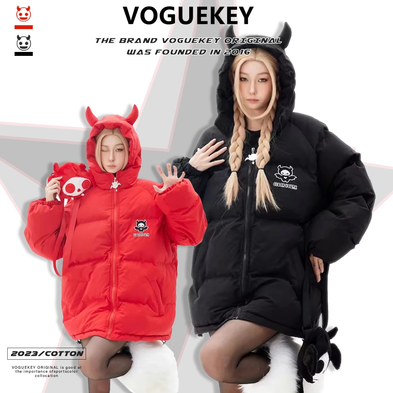 冬の小悪魔立体デザインアメリカンレトロかわいいパンコートレディース厚手コットンコート