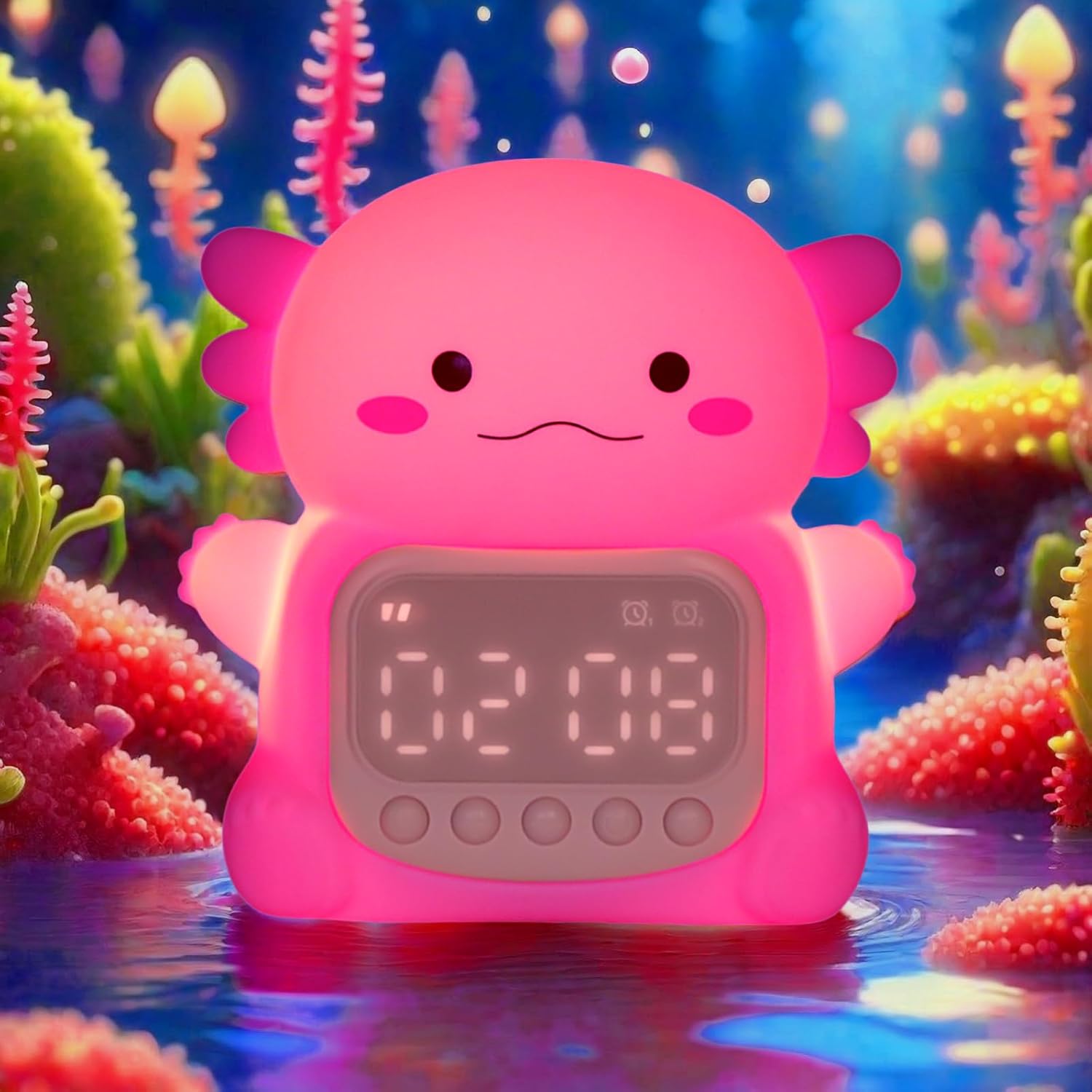 目覚まし時計 ナイトライト付き 7色RGBライト搭載 OK to Wakeクロック シリコン製動物型テーブルトップランプ 子供用 ベッドルーム用 ティーン女子・男子向け