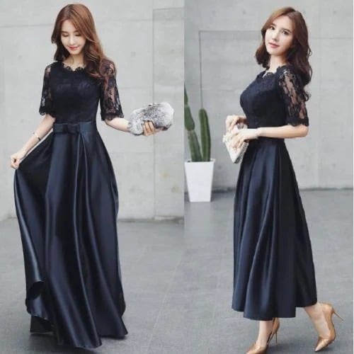 【急速出荷 2025年新作】マキシ ドレス セミフォーマル ミモレ丈 白 黒 結婚式 ワンピース パーティー お呼ばれ 背中 編み上げ ジッパー レディース イブニングドレス 韓国 無地 花柄 春 夏 4,952円