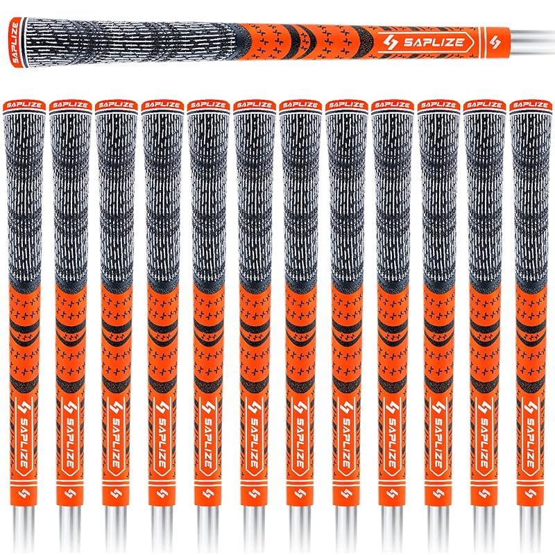 【13本セット】SAPLIZE セープライズ ゴルフグリップ ハーフコードラバー 多色 ミッドサイズスタンダード 滑り止め 橘*13本 ミッドサイズ