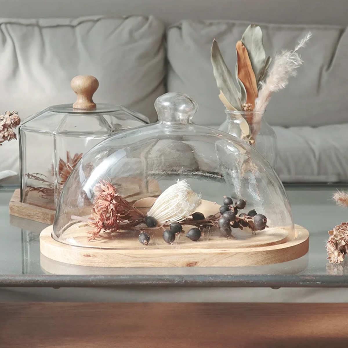 ガラスカバー WAFFELS COVER ドーム ケーキドーム ガラス ウッド キャニスター おしゃれ 保存容器 食品 保存 食卓 カバー タルトドーム フードドーム 北欧 北欧風 シンプル