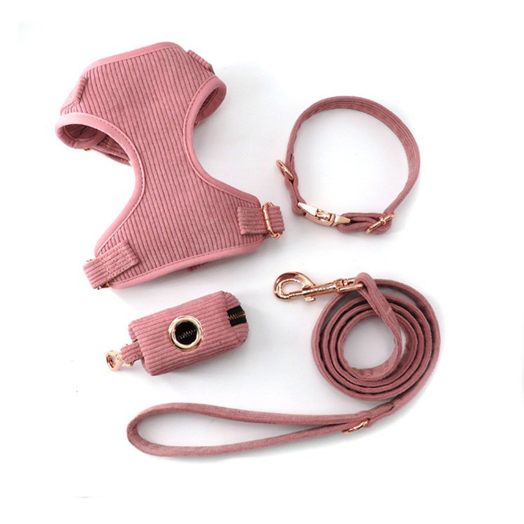 犬のリーシュチェストストラップカラーコーデュロイペットセット新しいスタイル