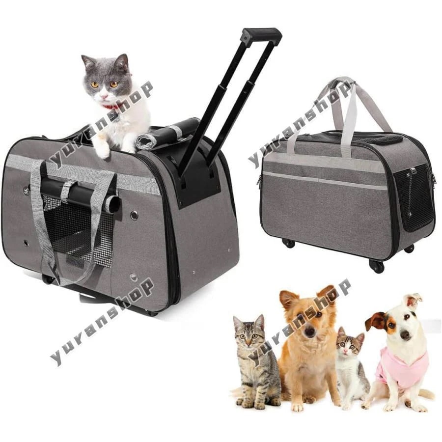 ペットキャリーバッグ キャスター付き 猫 キャリーバッグ 小型犬 変形しない キャリーリュック ペットキャリー バッグ軽量 通気性キャート お出かけバッグ