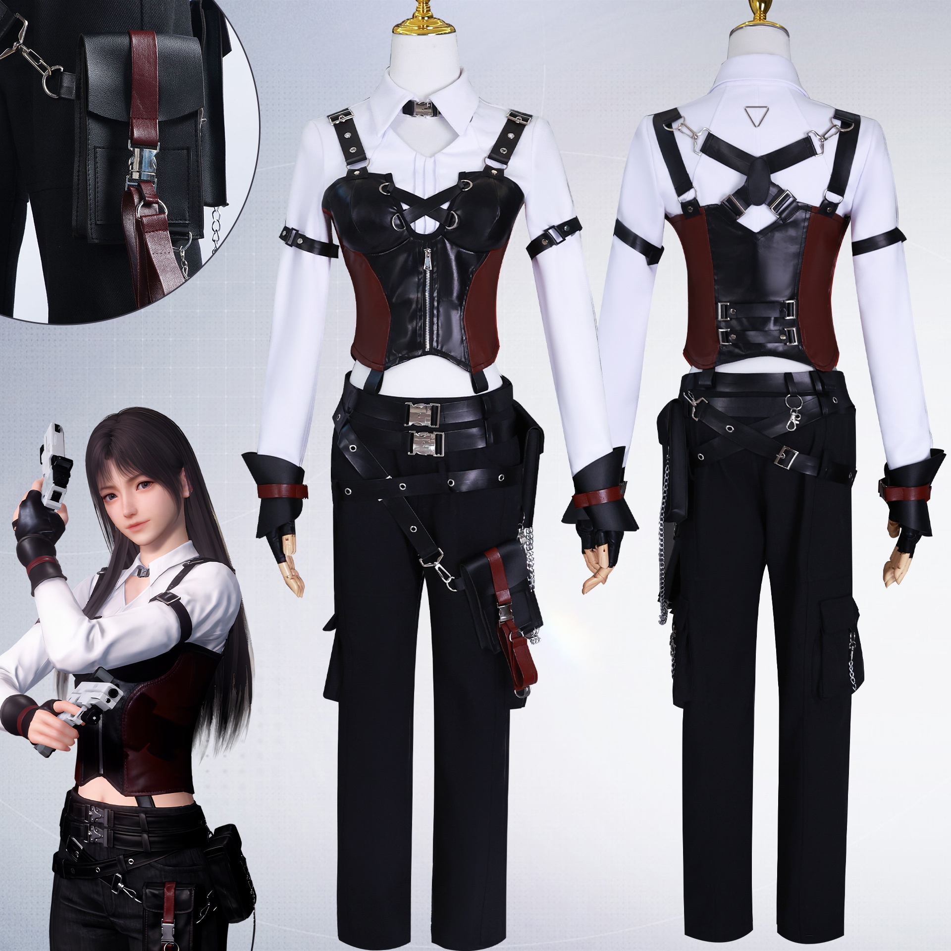 フレンドリーなディープスペースヒロインハンターミスコス服ハンターパンツコスチュームコスプレラブとディープスペーススーツ r n1001-ミスハンターの衣類 +アクセサリー r n2