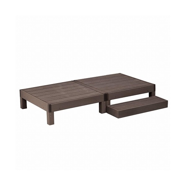 住まいスタイル 人工木ウッドデッキ ecofeel 2台 ステップセット ダークブラウン PWDE-2P-STP-DBR メーカー直送