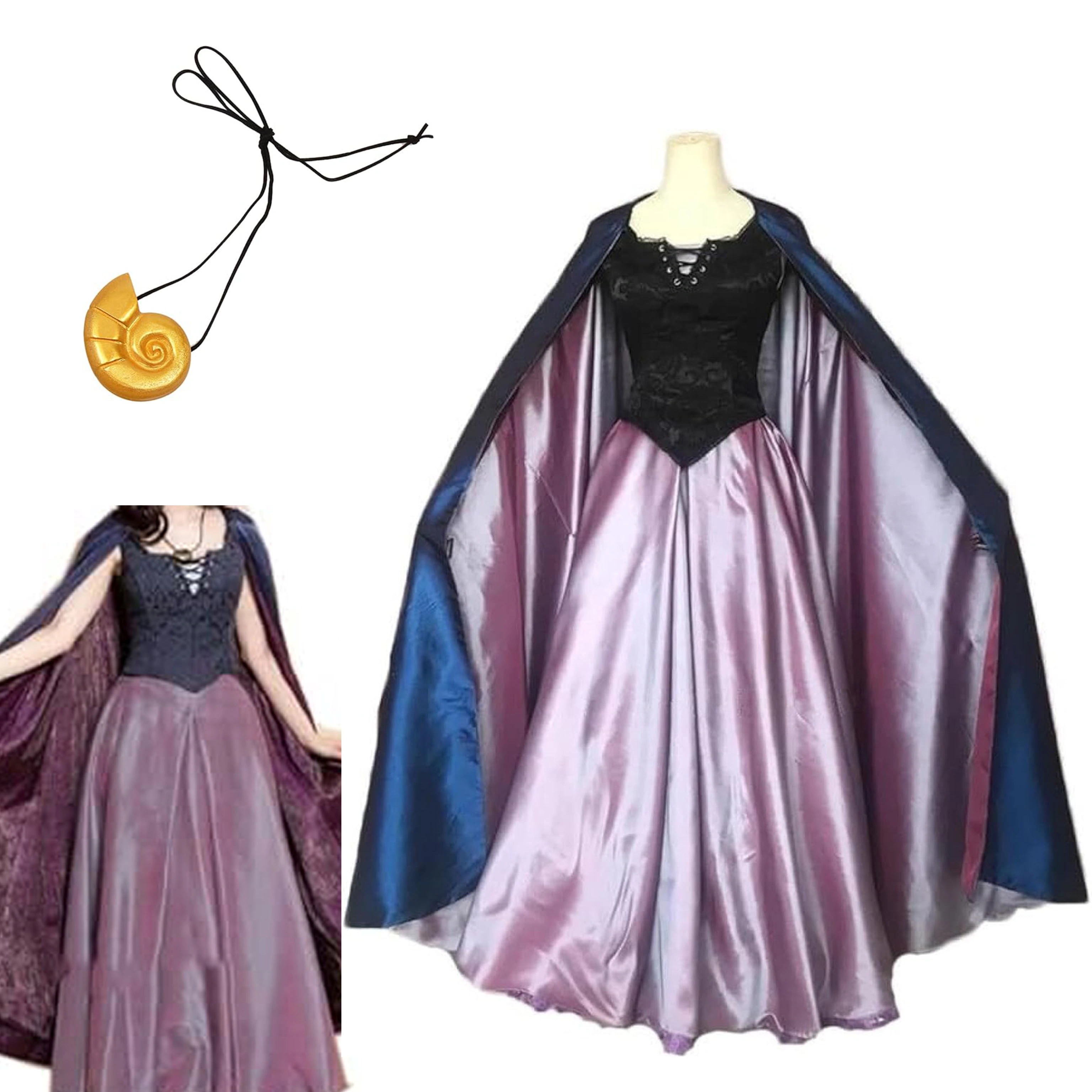 【全シリーズ発売中】 【値引き中】コスプレ衣装＋ネックレス付き 舞台服 クリスマス ハロウィン マント付き ドレス 人魚姫 アリエル ヴィランズ ヴァネッサ 大人 アリエル コスプレ衣装 ヴァネッサ