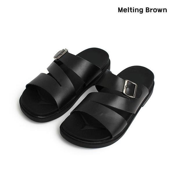 メンズ カジュアル ストラップ バックル スリッパ