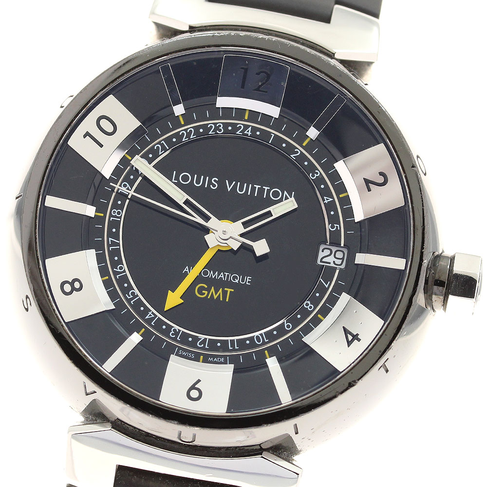 ルイ・ヴィトン LOUIS VUITTON Q113K タンブールインブラック GMT デイト 自動巻き メンズ 内箱付き_946590【中古】