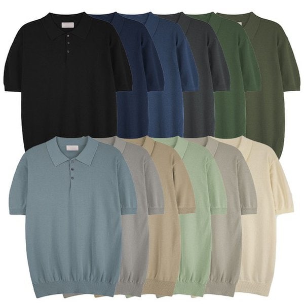 メンズ夏セレブボタンカラーカーディガンTシャツリネン半袖ニットSG-KNH-Q010-ブルー