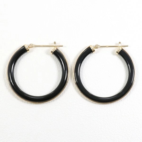 K10 10金 YG イエローゴールド ピアス オニキス 総重量約2.2g ジュエリー 中古