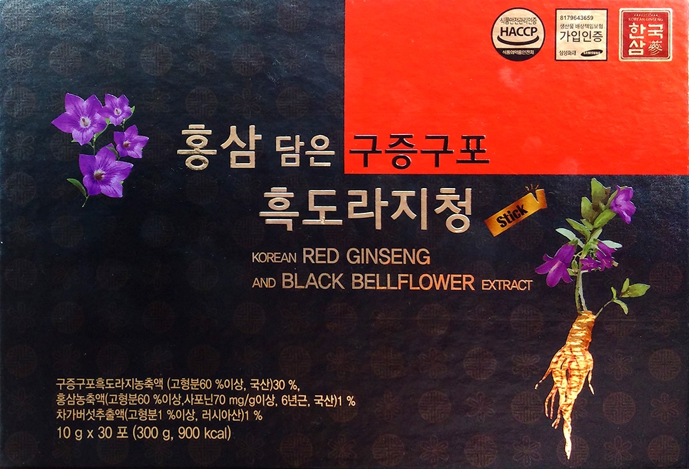 韓国健康食品Korean Red Ginseng韓国の紅参と黒キキョウエキススティック10mlX30パック300g