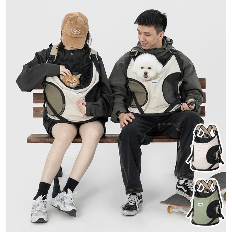 猫 キャリーバッグ 前抱き 犬 リュック 小型犬 軽量 通気 サポートマット付き 飛び出し防止 ポケット付き 抱っこ紐 ペット用