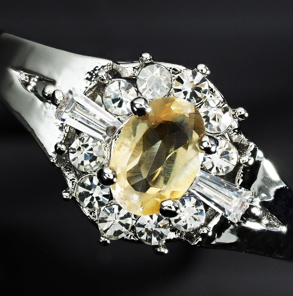 天然石 シトリントパーズ ダイヤモンド リング 指輪高級仕上げ No.RING