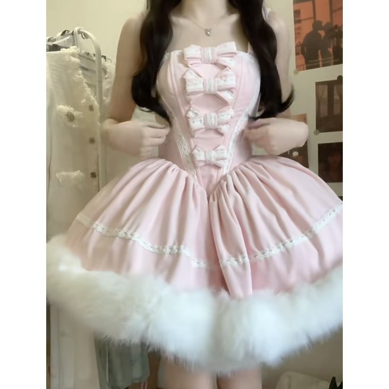 ロリータかわいい女子甘い年齢を減らす豪華なスプライシングケープコートボウドレス厚みあるスーツ女性用