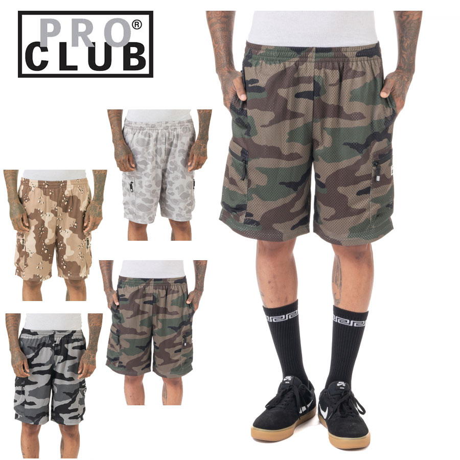 プロクラブ PRO CLUBメンズ ショートパンツ Mens Comfort Mesh Cargo Shortコンフォートメッシュカーゴショーツカモフラージュ 迷彩