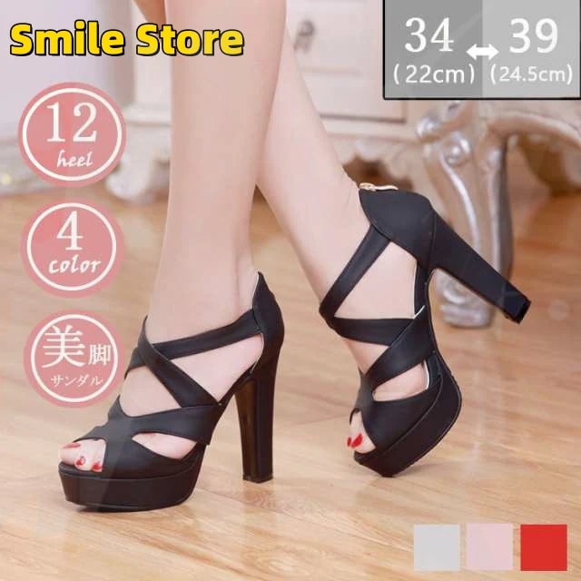 レディース 12cmヒール オフィス 太めヒール チャンキーヒール 女性用 スポーツ ストラップサンダル サボ 厚底サンダル サンダル カジュアル ビーサン 厚底靴 夏 5,834円
